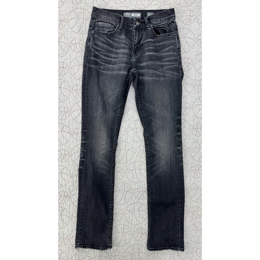 BKE Alec Straight Leg Jeans Black Distressed / Mens 29L